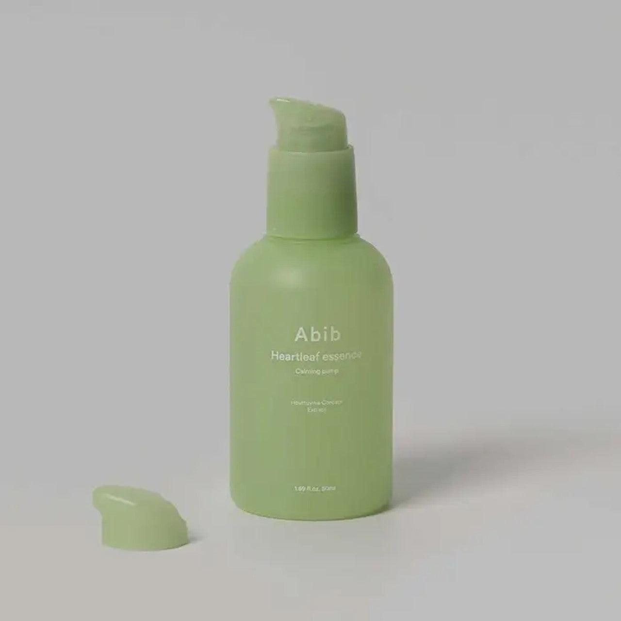 Abib Heartleaf Essence Calming Pump: A 50ml pump bottle of Abib&