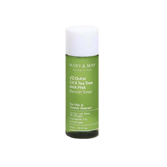 Shop Mary&amp;May Vegan Cica Teatree AHA PHA Blemish Toner Mini 30ml for Clear and Healthy Skin at Atelier de Glow